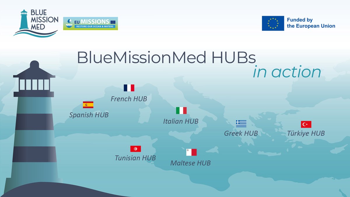 📢 #BlueMissionMed National HUBs are in action! 📆 Between May and June, BlueMissionMed is organizing a set of events, in #collaboration with the French, Greek, Italian, Maltese, Spanish, Tunisian and Turkish BlueMissionMed National and Regional HUBs. 👉 Stay tuned! #MissionOcean