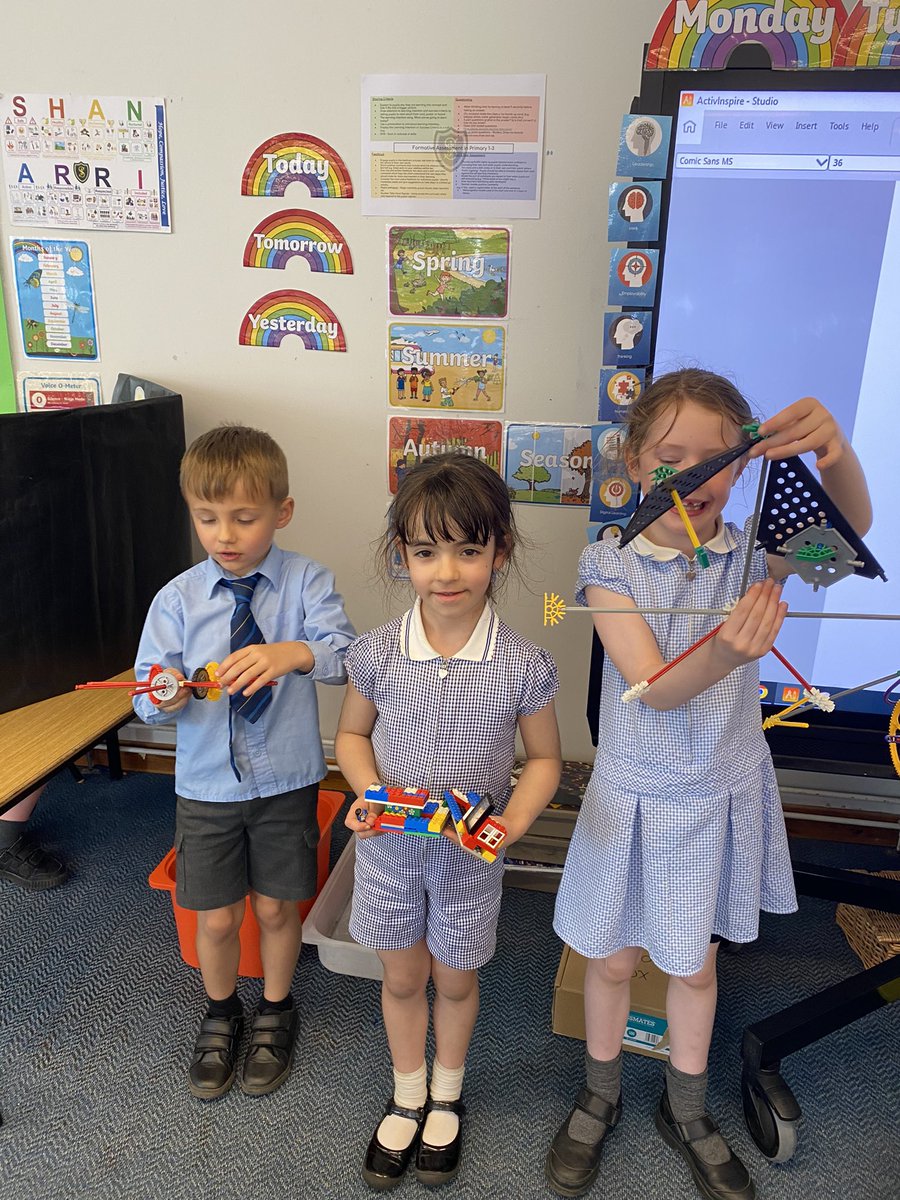 Primary 2 were confident individuals reporting back on their moveable constructions this afternoon. Some budding engineers!