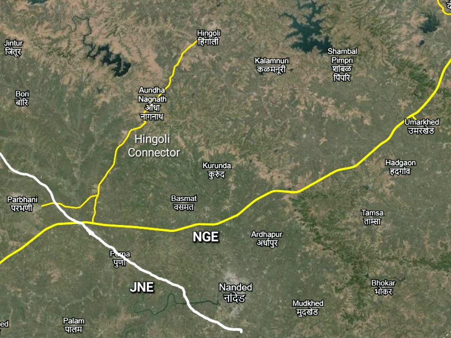 The Nagpur Goa Expressway is Intersecting with 3 other proposed Eways.

▪︎ Surat Chennai Eway near Tuljapur
▪︎ Pune Bengaluru Eway near Kavathe Mahankal 
▪︎ Jalna Nanded Eway near Parbhani