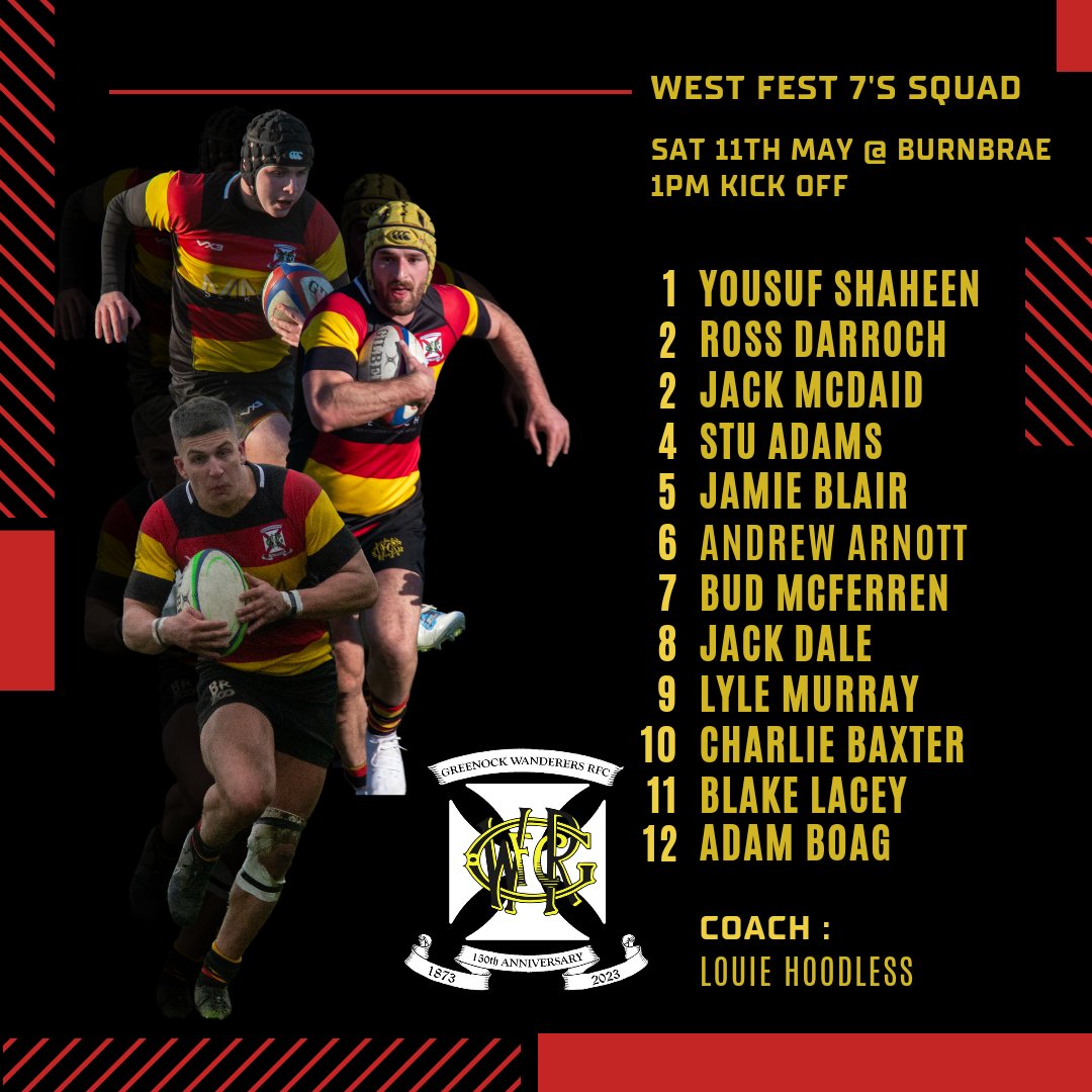 Another week, another 7s tournament. This Saturday, we head to the West of Scotland to compete in the West Fest 7s tournament. It looks like it's going to be a brilliant day with the sun out Come along and support the team 📅 Sat 11/05 🕖 1pm KO 📍 West of Scotland RFC