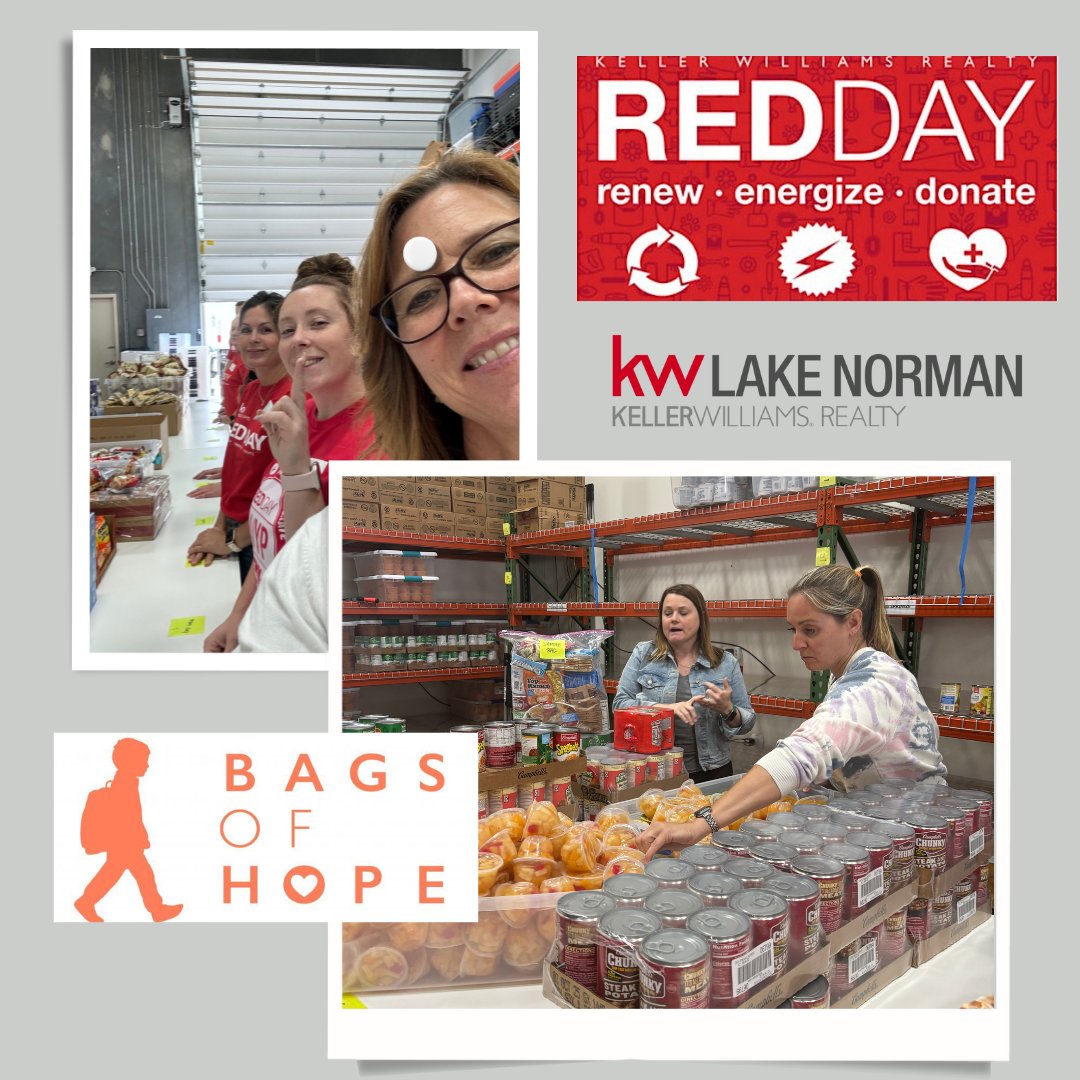 I had a great time with the crew at Keller Williams Lake Norman yesterday volunteering to support Bags of Hope on KW Red Day.  
Bags of Hope provides food for low income children  during the weekend when school lunches are not available.
 bagsofhopelkn.com