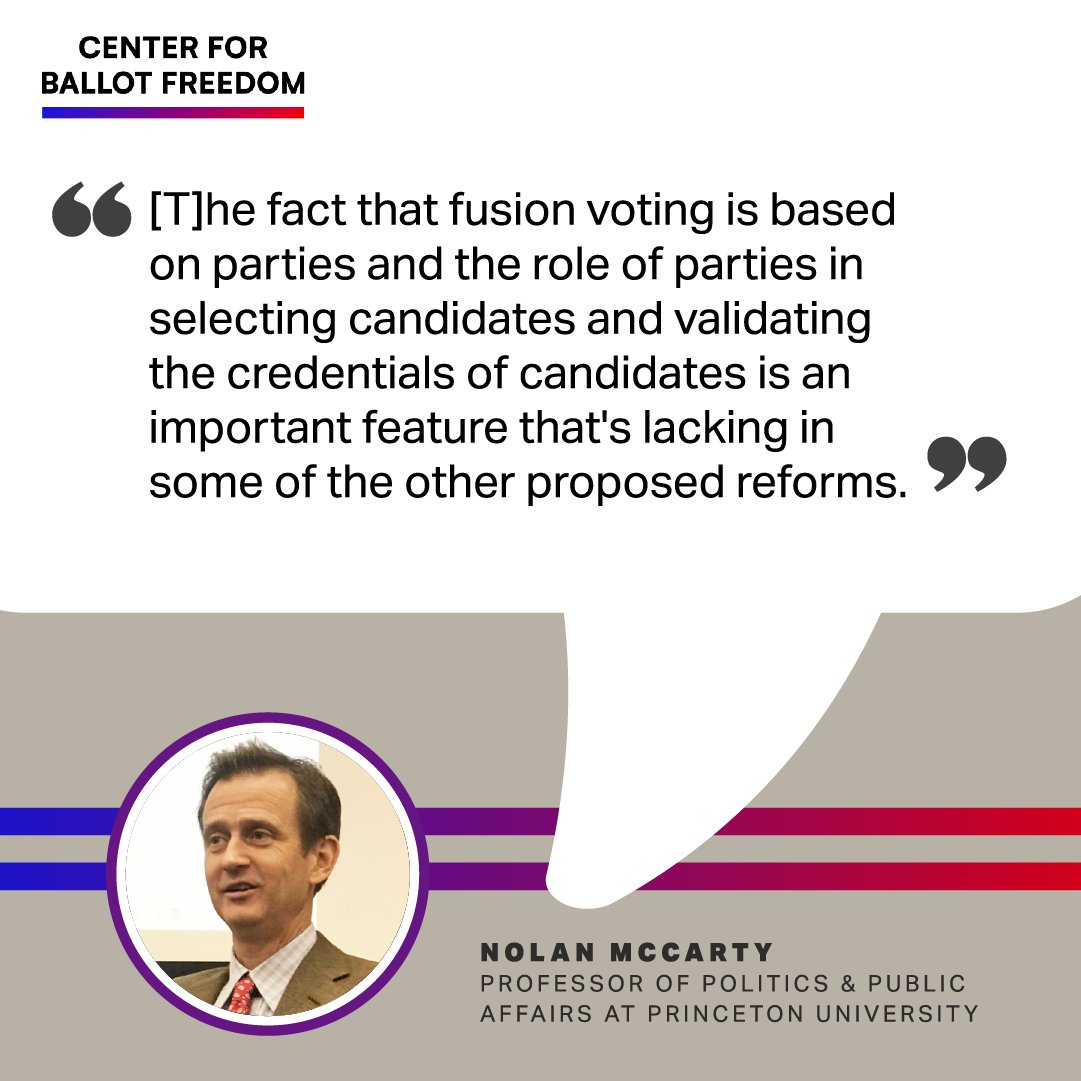 Well said, @Nolan_Mc: Key insights on #FusionVoting 🗳️✨ and the crucial role it assigns to parties in candidate selection. Learn more: centerforballotfreedom.org #ElectionReform #ElectoralReform