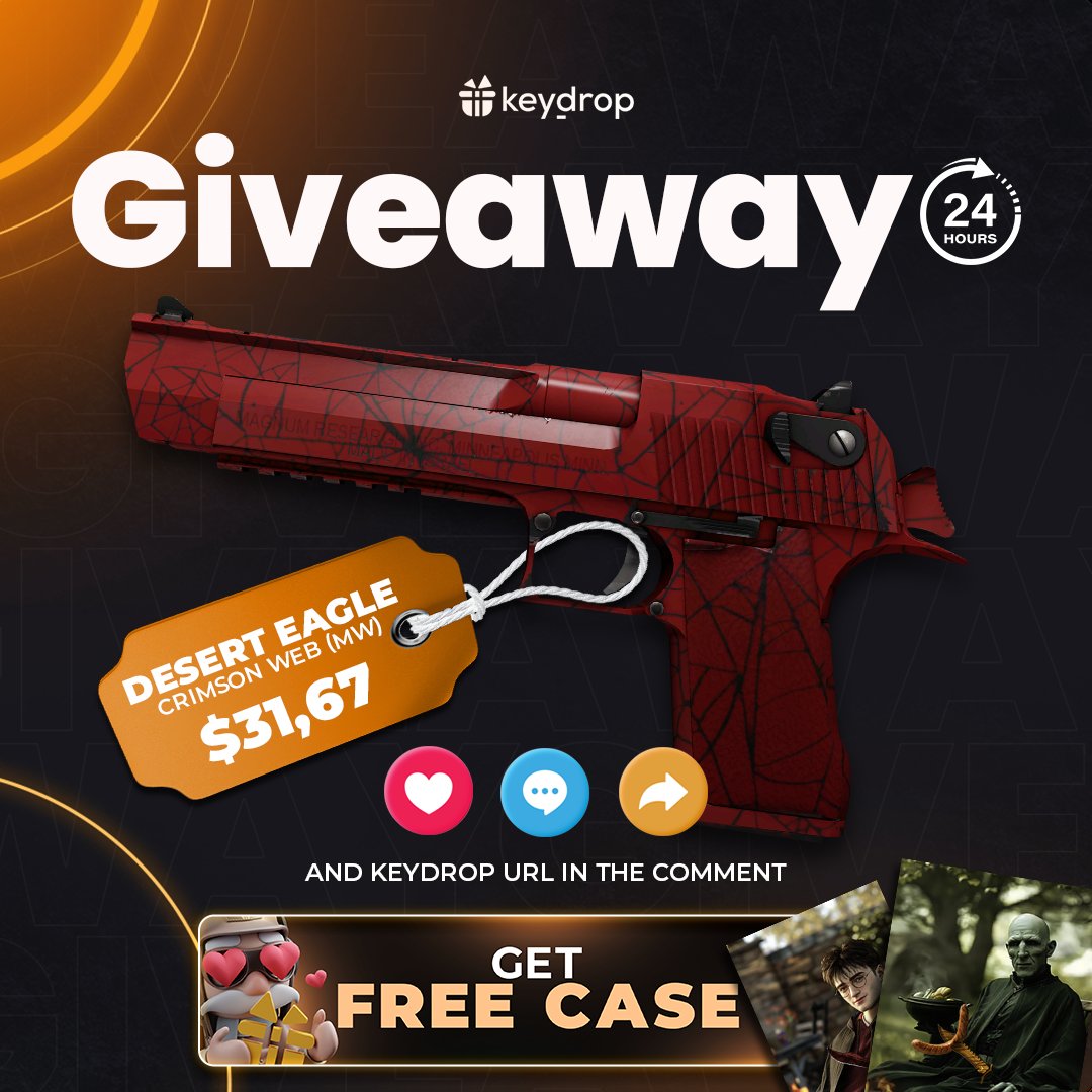 Win Desert Eagle | Crimson Web MW in JUST 3 clicks! 🏆

👊 Just leave ❤️ under the post!
🤝 Follow us!
🔁 Retweet!

⏰ Wait 24 hours! 

#giveaways #signfree #freegiveaways #chance #cs2 #steam #case #giveaway #csgoskins #gaming #gamer #esport #keydrop #keydropcom