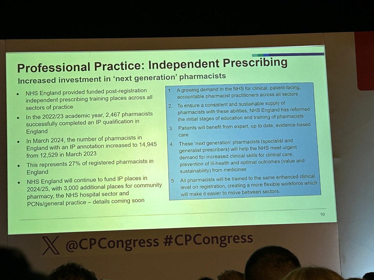 Good news <a href="/NHSEngland/">NHS England</a> funded IP places for community pharmacy. <a href="/NPA1921/">National Pharmacy Association</a> . <a href="/davidwebb_1/">David Webb</a> keynote address.  Let us all collaborate and find the DPPs to support our trainees in the community pharmacy sector.
