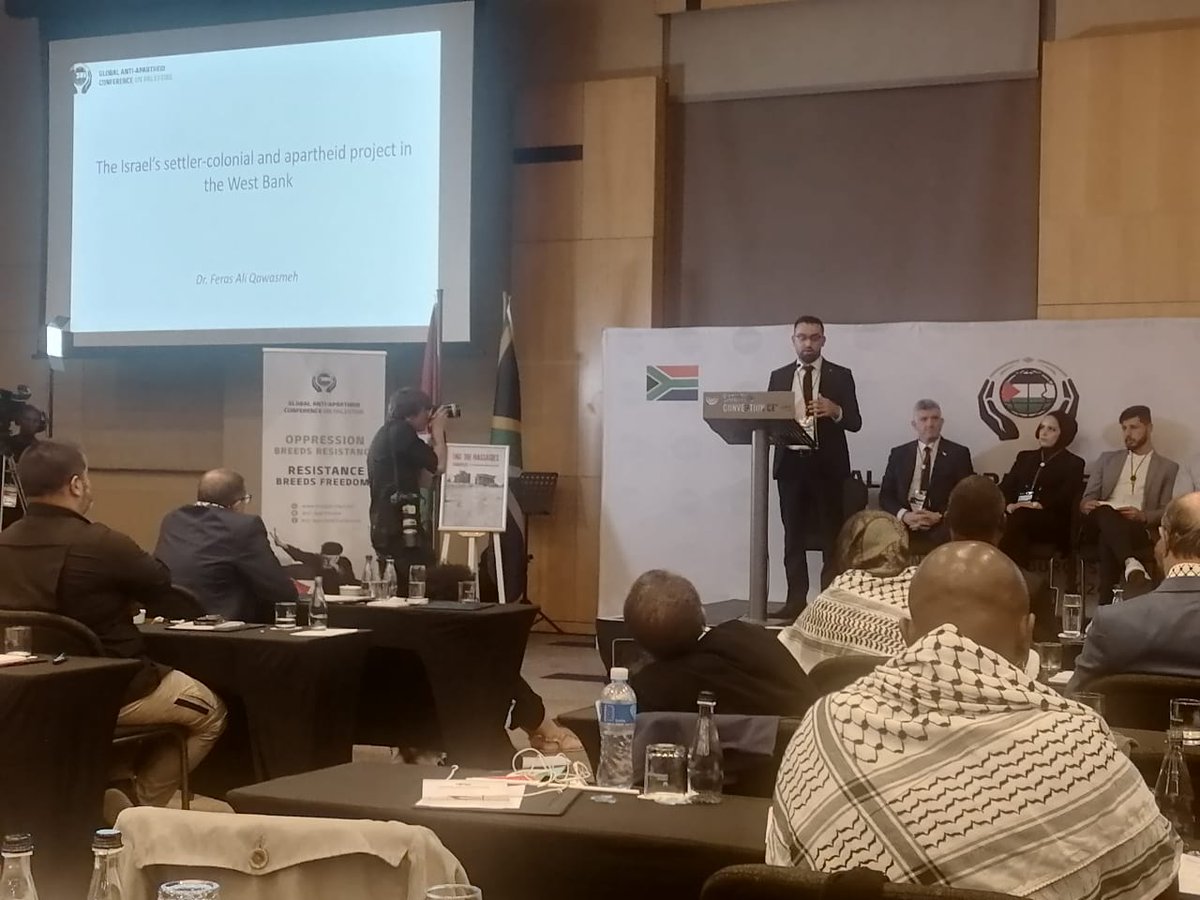 Dr Ali Fares Al-Qamasmeh delivers a presentation on the strategy of the Zionist Occupation to control the West Bank.

#palestineafrica2024