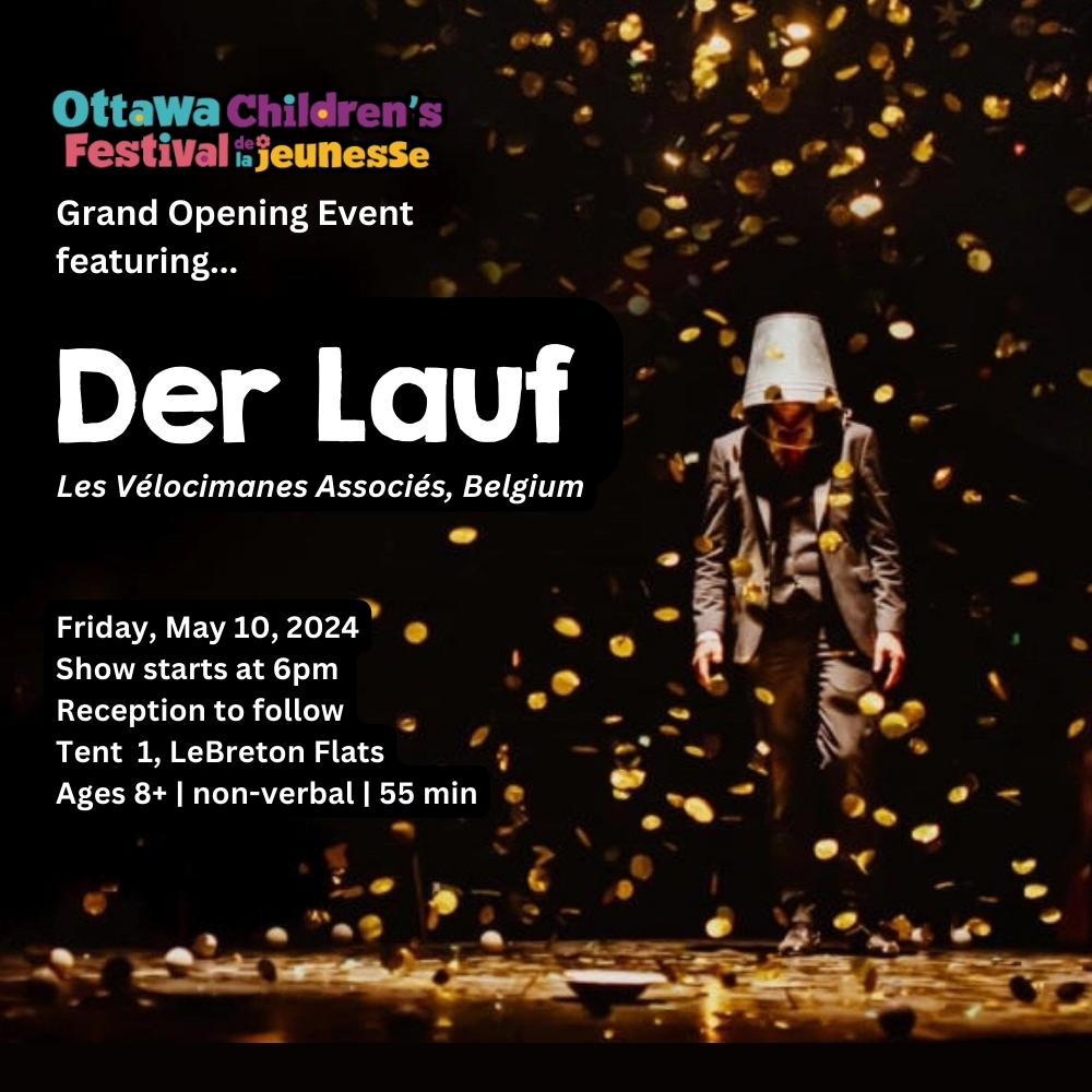 The Ottawa Children’s Festival de la jeunesse kicks off TONIGHT with our grand opening event! Prepare for nail-biting fun with Les Vélocimanes Associés (Belgium) performance of Der Lauf - the most nonsensical game show you will encounter!
 
🎟️Get Tickets: showpass.com/der-lauf/