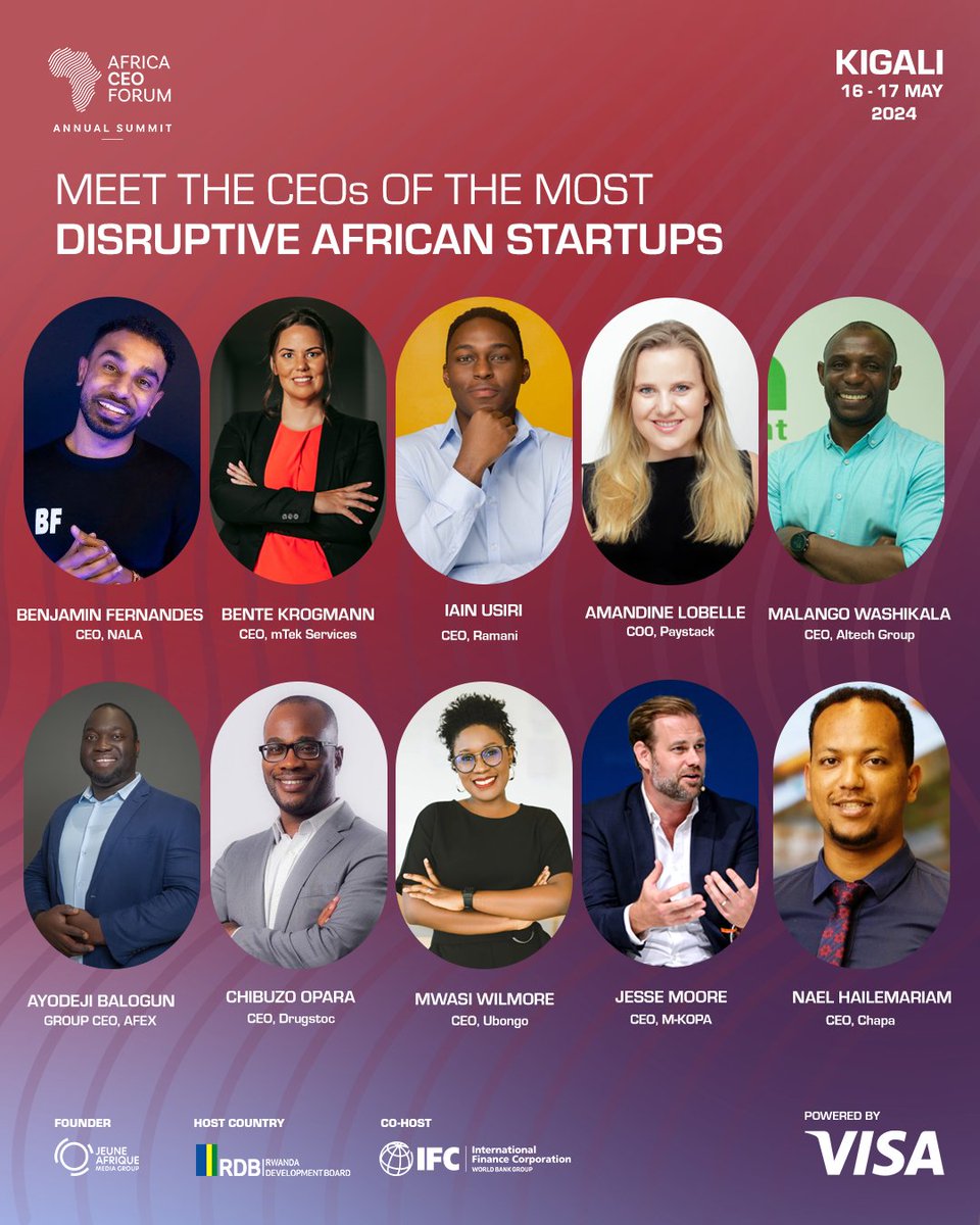 africaceoforum's tweet photo. @Ecobank @RDBrwanda @follow_transnet 🚀 Join Africa's top innovators at The Africa CEO Forum 2024 in Kigali, on May 16 to 17 🇷🇼
 
click here to register : https://t.co/VxzHXbTl5L
 
⬇️ Download the program:
 
FR: https://t.co/umbaWYgSyY
EN: https://t.co/VIE4iuVoTK https://t.co/O8bsbKk5lV