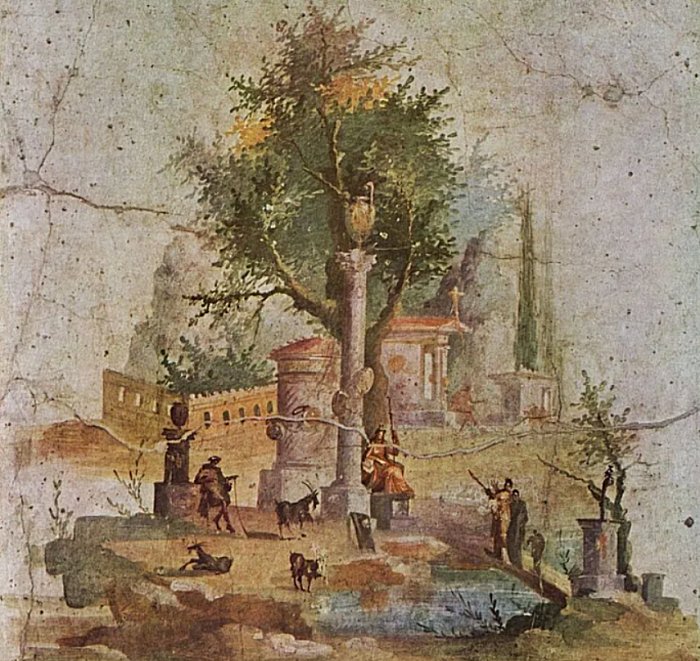 #FrescoFriday—Roman frescoes offer a fascinating glimpse into the daily lives of ancient Romans. This fresco shows idyllic life in the Villa of Agrippa Postumus, Boscotrecase -  home to Roman villas like the Villa of Agrippa Postumus, before the eruption of Mt Vesuvius in 79 AD.