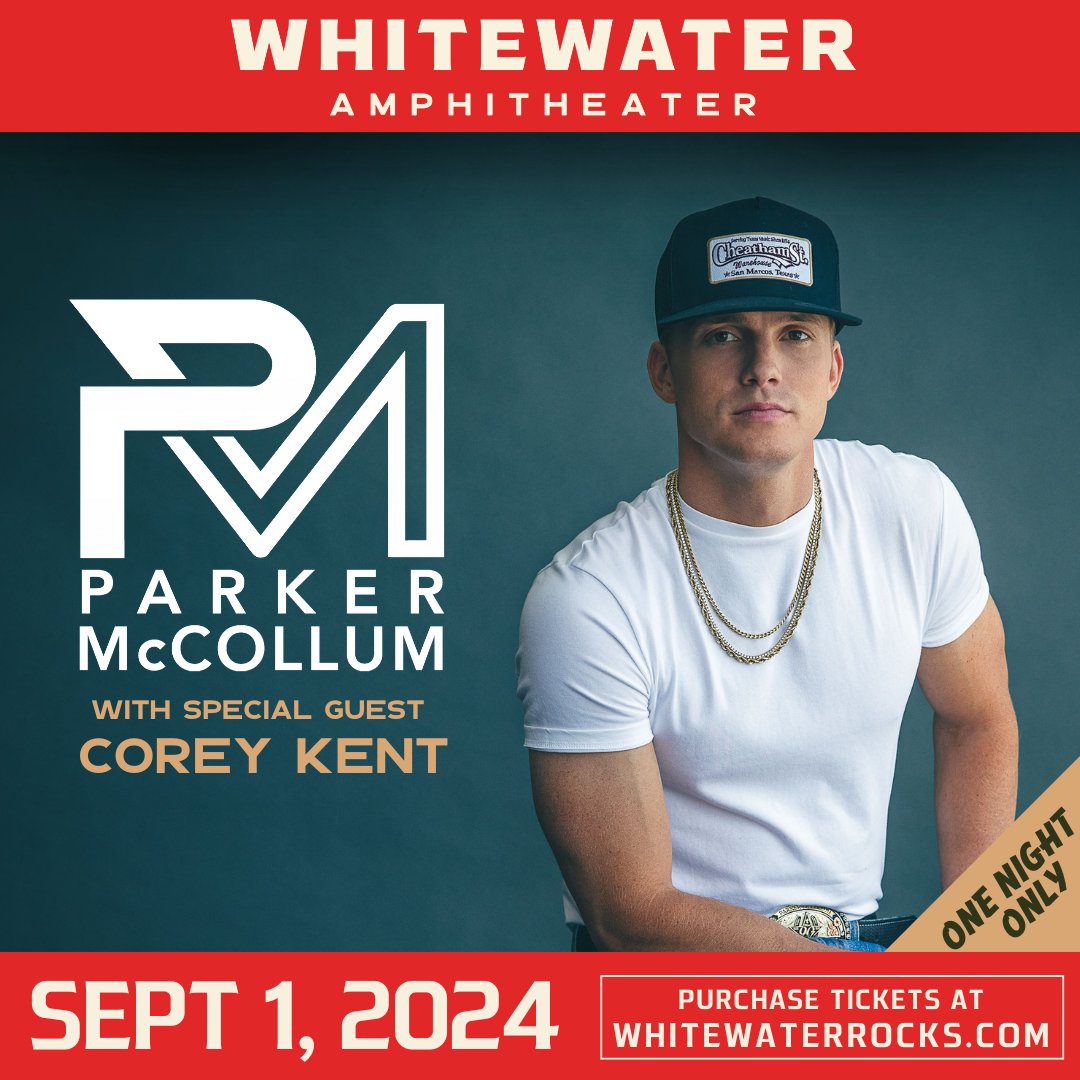 💥ON SALE NOW💥@parkermccollum with @coreykent on September 1st!

Get your tix: bit.ly/PM9124

#parkermccollum #nbtx #ontheriverunderthestars #labordayweekend