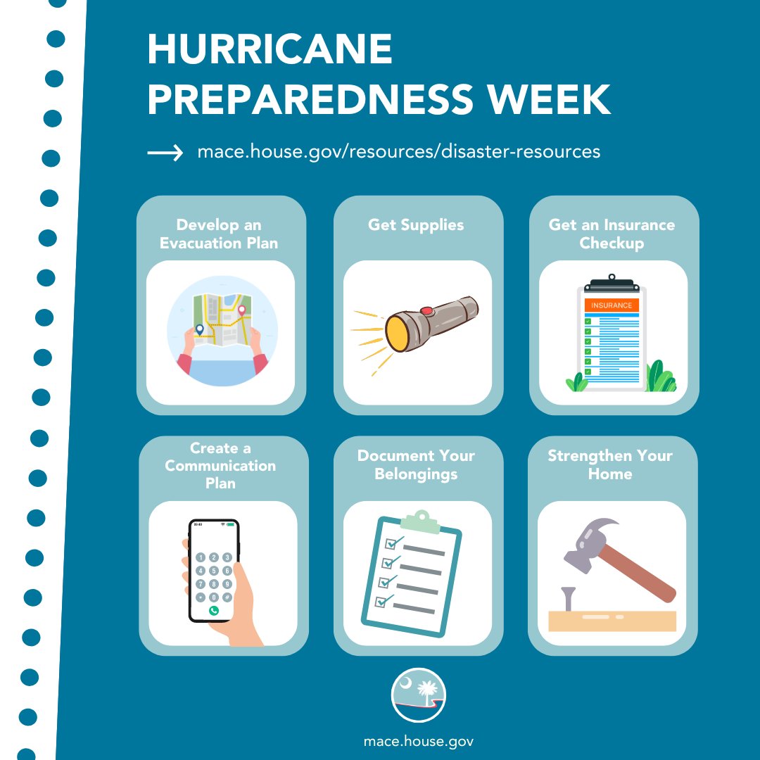 This week is Hurricane Preparedness Week. Are you prepared? Learn more at: mace.house.gov/resources/disa…