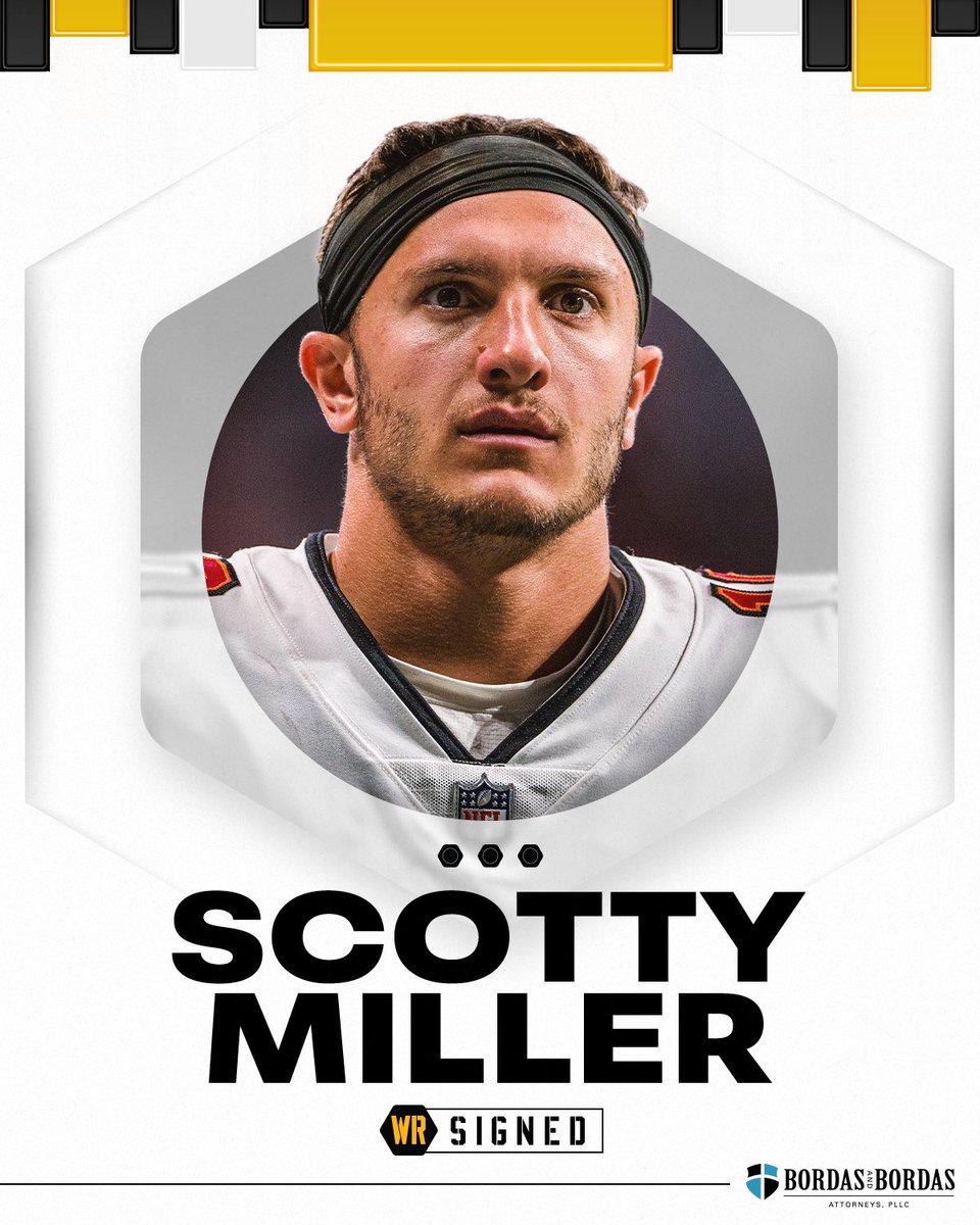 Pittsburgh Steelers (@steelers) on Twitter photo We have signed WR Scotty Miller to a one-year contract. <a href="/BordasLaw/">Bordas & Bordas</a>
📝: bit.ly/4dCvbeI We have signed WR Scotty Miller to a one-year contract. <a href="/BordasLaw/">Bordas & Bordas</a>
📝: bit.ly/4dCvbeI