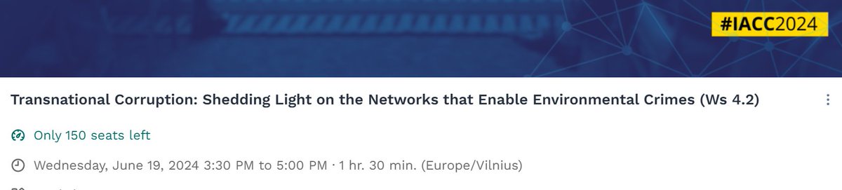 Next month - Join me at @IACCseries in Lithuania to find solutions to ending transnational corruption linked to environmental crimes. #IACC2024 @WJCommission @NatureCrimeAll @FACTCoalition @UNODC iaccseries.org/iacc-2024/agen…