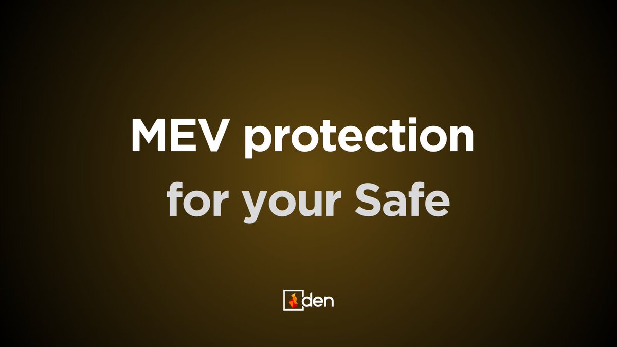 Introducing: MEV Protection for your @safe Every DeFi action you take is susceptible to searchers who ruthlessly extract billions of dollars every year Den now protects your transactions from MEV, powered @CoWSwap's MEV Blocker