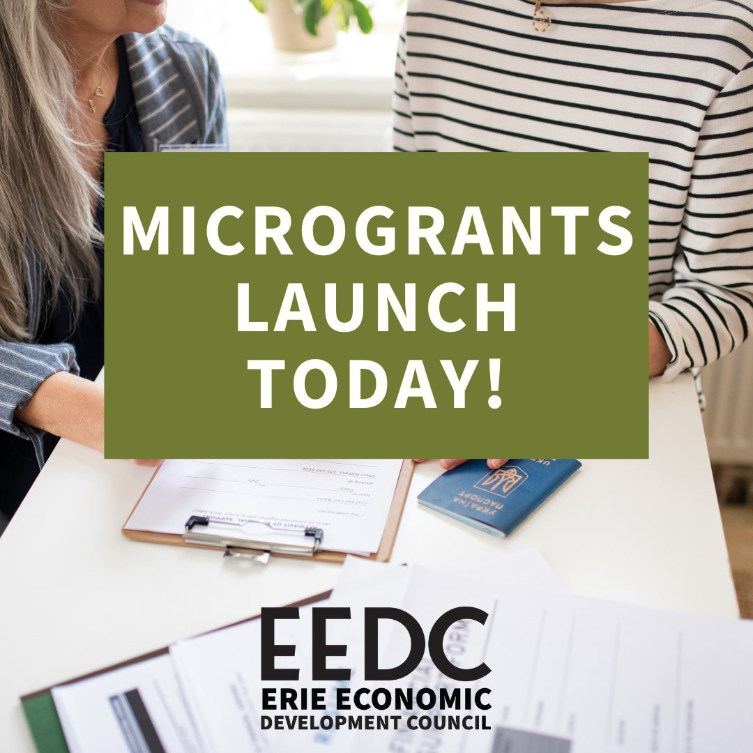 The EEDC Microgrant Program launches today - May 10th! The grants are small financial awards provided to individuals or organizations in the Erie community to support projects that contribute to growth and development.

You can learn more and apply here: erieedc.org/microgrants