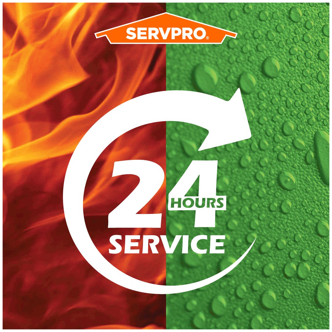 When disaster strikes, time is of the essence. That's why SERVPRO offers 24/7 service, ensuring that we're always on standby to help you recover from water, fire, or mold damage. #RapidResponse #EmergencyService