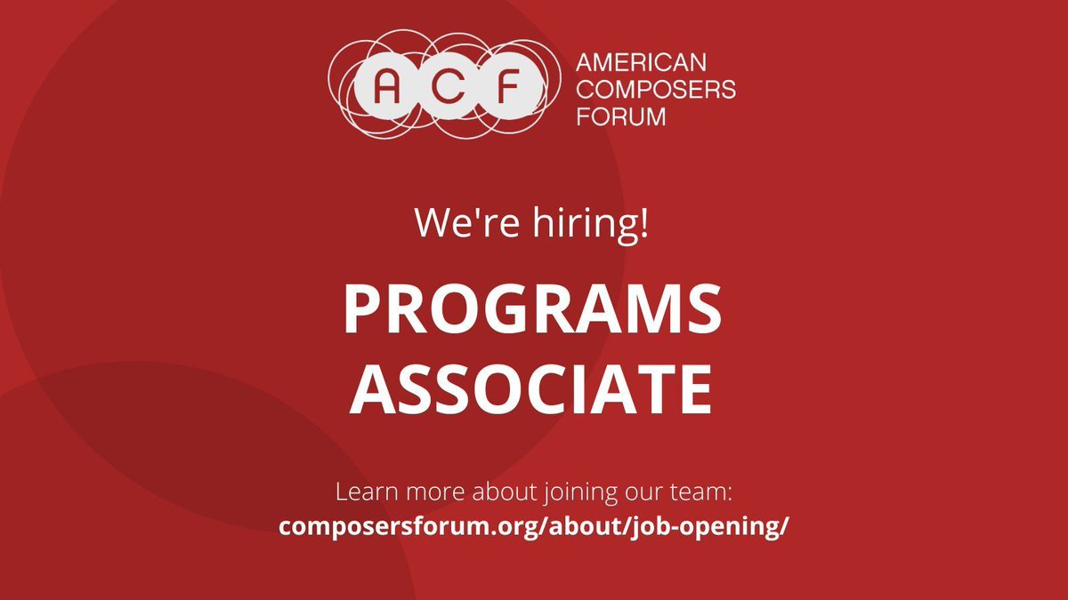 ACF is hiring! The Programs Associate is part of the program staff, facilitating activities, resources, and support mechanisms for living artists, reporting to the Director of Programs. The position offers $45-50k and is flexible with location. Learn more: buff.ly/3aGF1OU