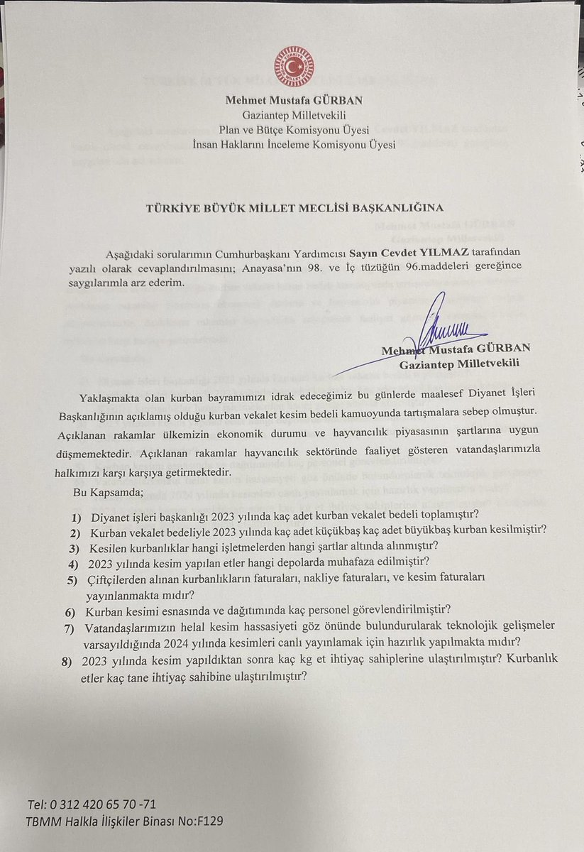 Kardeş bizde milletin vekili olarak söylüyoruz.

2023 yılında 745 bin pay hisse kesilen yaklaşık 106 bin kurbanı nerden aldınız ?

Nereye kimle nakliye ettiniz?

Kesimde hangi personelleri görevlendirdiniz ?

Kesilen etleri hangi araçlarla taşıdınız?

Hangi soğuk hava deposuna