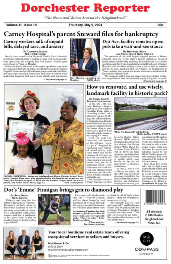 This week's edition of the #Dorchester Reporter is in circulation across the neighborhoods. You can also read it here: dotnews.com/files/REP%2019…