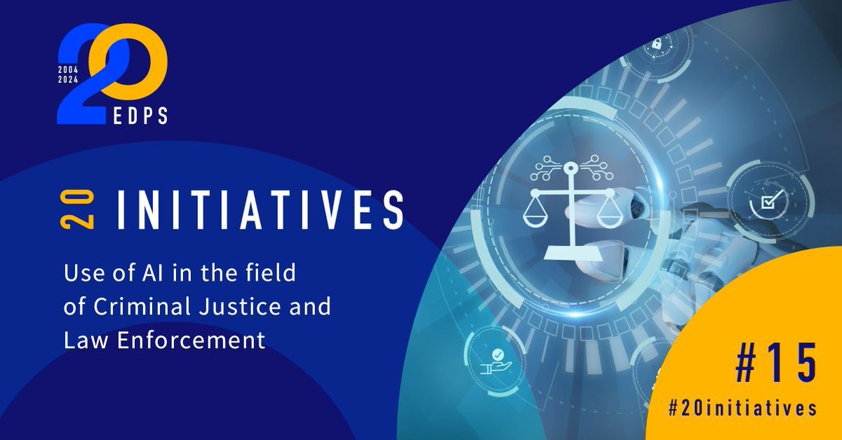 #20initiatives Supervision of the AI use in Criminal Justice and Law Enforcement #EDPS will publish a Concept Paper on the use of #AI in the field of criminal justice and law enforcement in the EU. 💡 Learn more about this initiative europa.eu/!h4wRgg #EDPSXX