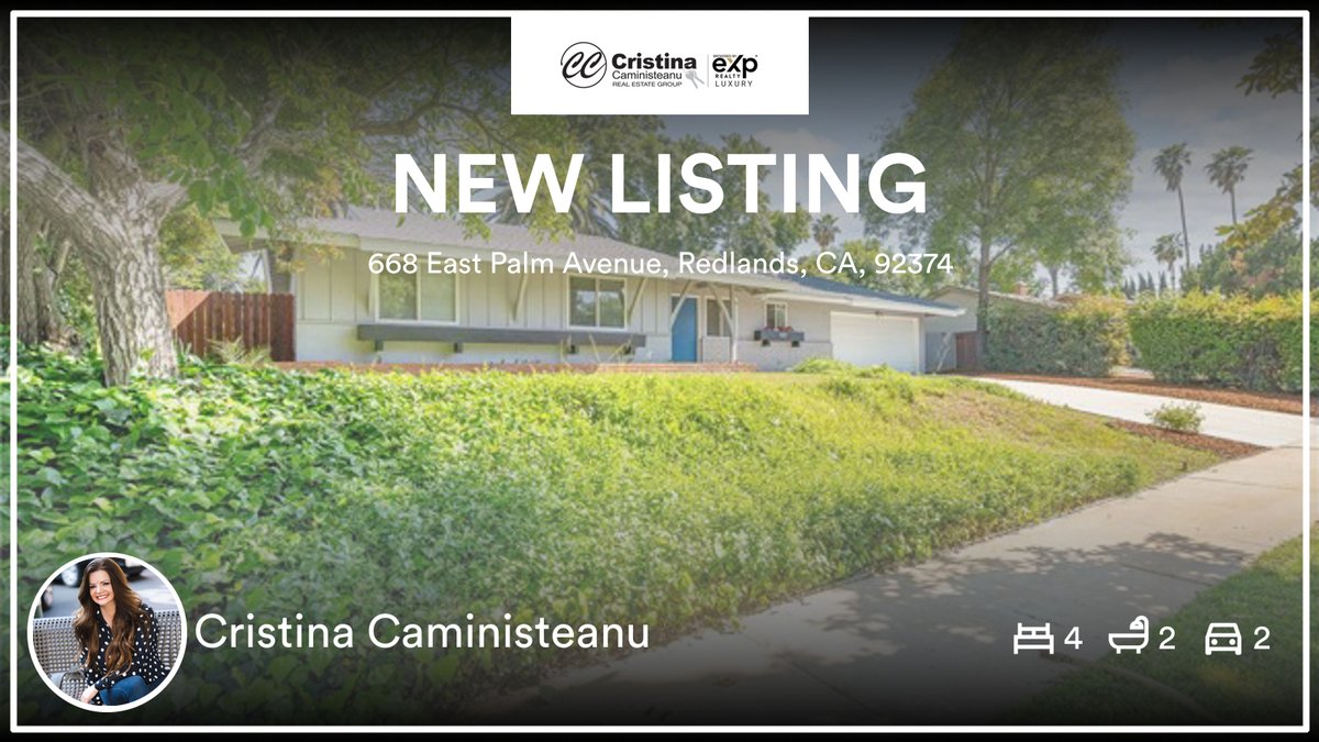 🛌 4 🛀 2 🚘 2
📍 668 East Palm Avenue, Redlands, CA, 92374

My latest listing on RateMyAgent.
 01304425
rma.reviews/bg673nwxsrnb

...
#ratemyagent #realestate #Caministeanu_Team