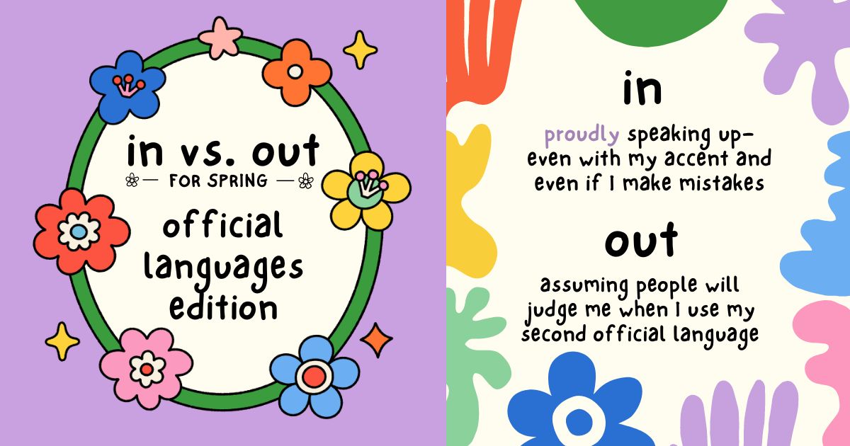Springing forward with growth and change: Here’s to turning a new leaf on linguistic SECURITY! #Spring #InVsOut #InAndOutForSpring  #NewMe #OfficialLanguages