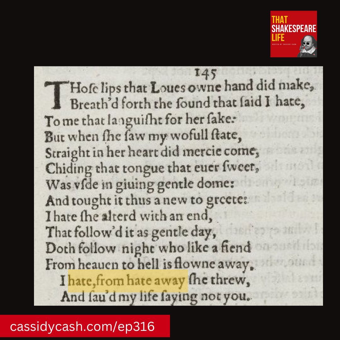Some believe that the phrase 'hate-away' that shows up in Shakespeare's Sonnet 145 is a play on the word 'Hathaway' | buff.ly/3uBkg3r