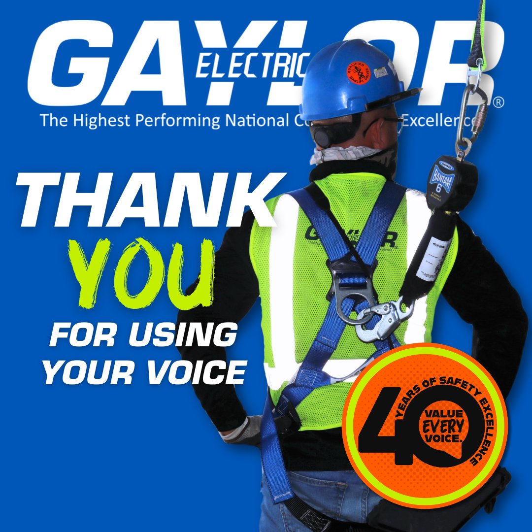 Thank you for using your voice and being a part of 2024 Construction Safety Week. At Gaylor Electric, we Value EVERY Voice — today and always. Let’s keep the momentum! #ConstructionSafetyWeek #ValueEveryVoice