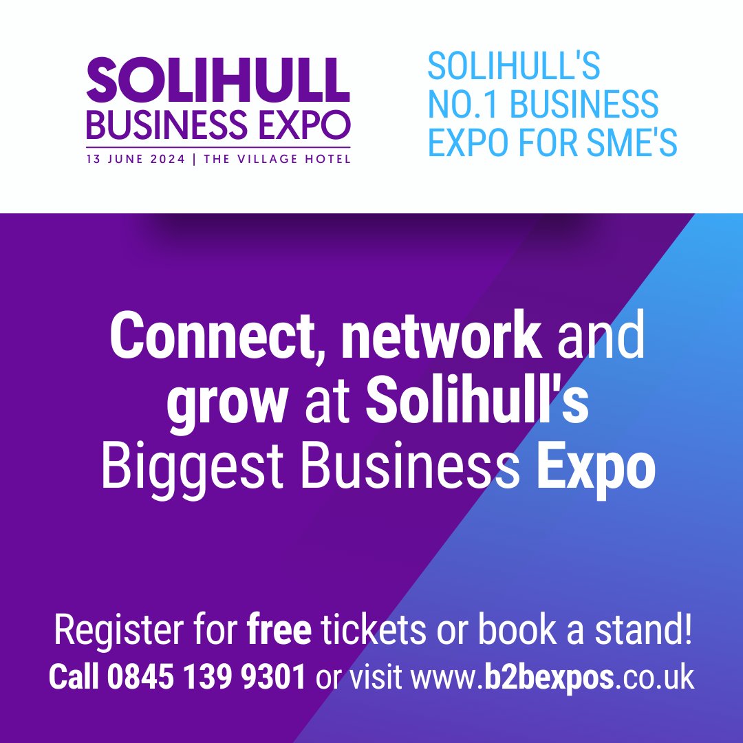 Jump the queue and register now for the Solihull Business Expo - Solihull's BIGGEST event for local businesses and budding entrepreneurs: b2bexpos.co.uk/event/solihull… #Business #SolihullNetworking 🎫 Get TICKETS now!