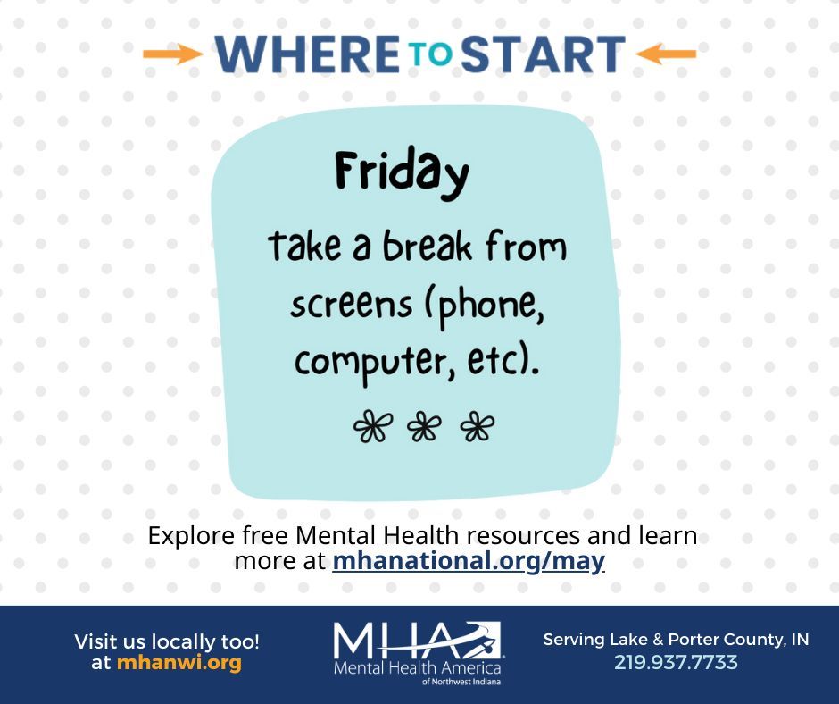 Go ahead - click off of this message! Today, we encourage you to take a break from screen time ... your eyes (and mind!) need the break. Happy Friday! #reducescreentime #selfcare #takeabreak #unplug #mentalhealth #mindfulness #wellbeing #unplugged #peaceandquiet #MHM24