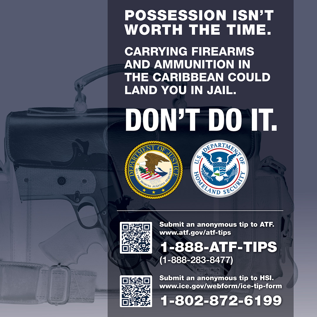 Thinking of packing heat for your dream vacation to the Caribbean this summer? Think again! As a tourist, it is illegal to bring guns into those countries. Your vacation could be extended for years if you try. Learn more at atf.gov/firearms/trave…. #StopGunTrafficking