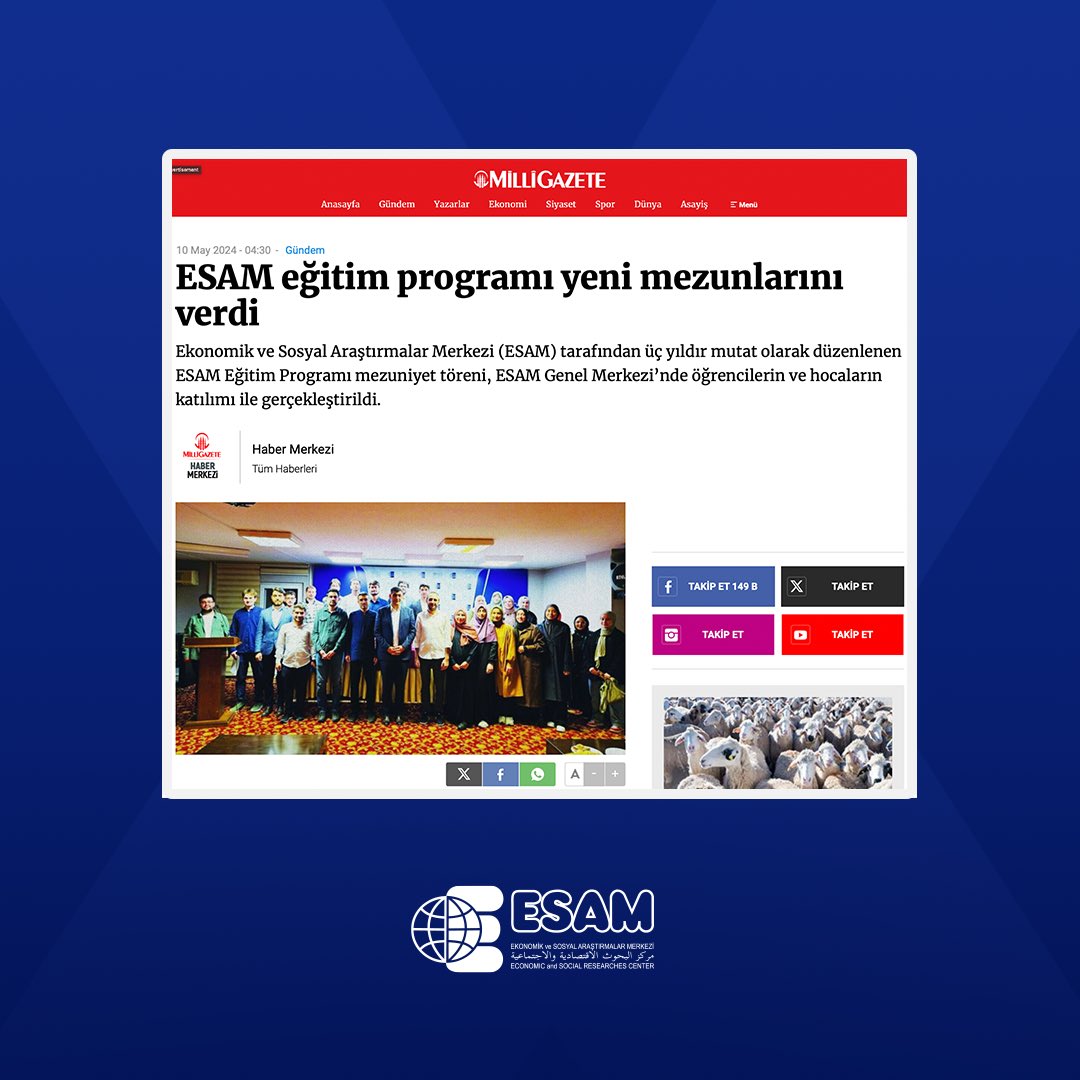 ESAM EĞİTİM PROGRAMI YENİ MEZUNLARINI VERDİ. 🔗milligazete.com.tr/haber/20132368…