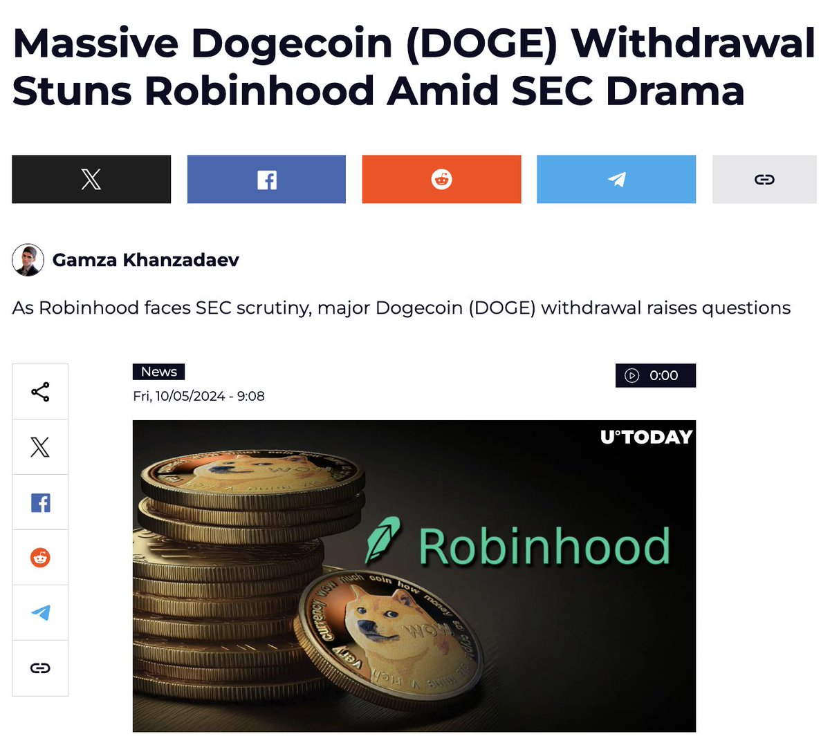 Millions of Dogecoin (DOGE) out of Robinhood amid SEC drama #dogecoin #doge #dogeusdt #dogearmy #dogecommunity #dogeprice #dogecoinprice $doge