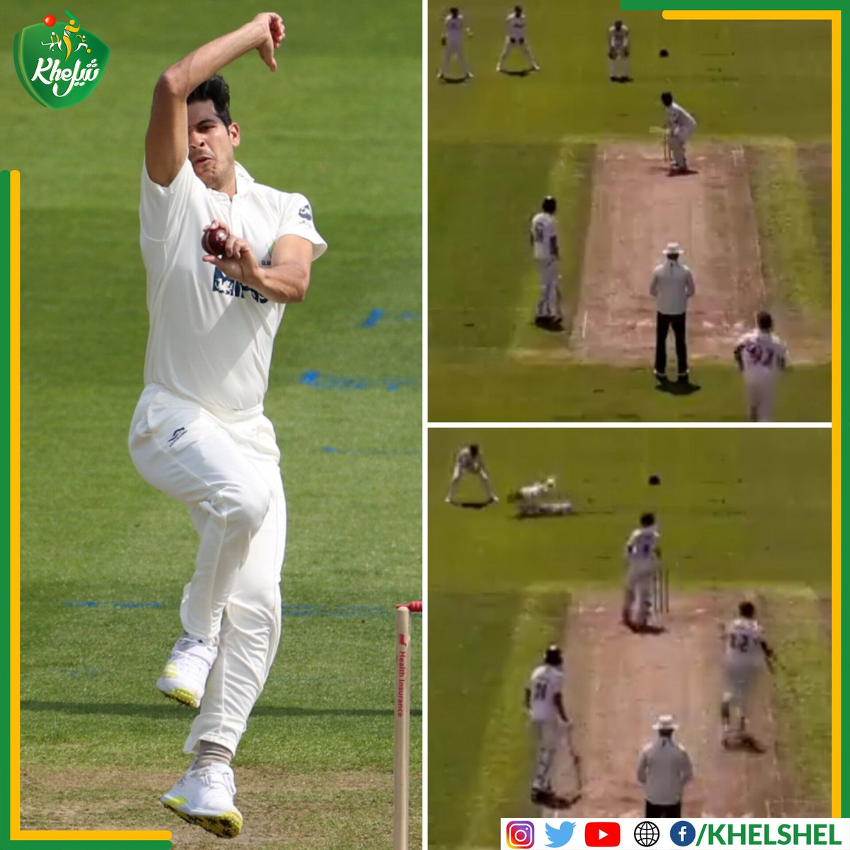 Mir Hamza just removed Cheteshwar Pujara on 41 to claim his 3rd wicket against Sussex at Cardiff. #Cricket | #Pakistan | #MirHamza | #CheteshwarPujara | #India | #LvCountyChamp