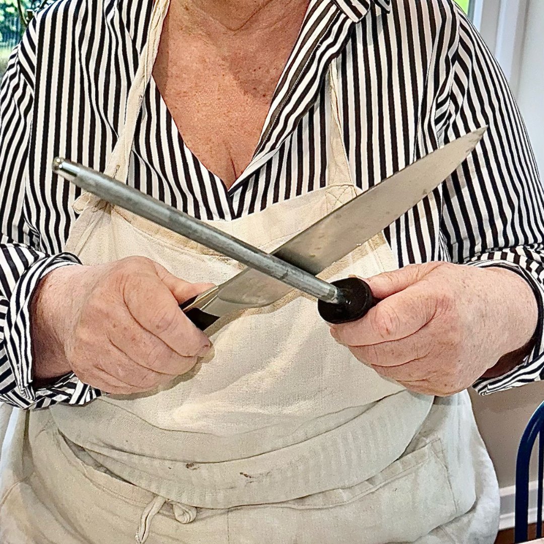 It's important to keep those chef's knives sharp! #ChefLife #KnifeSkills #KitchenTools #SharpKnives #ChefTips #KitchenPrep #RosemaryShrager