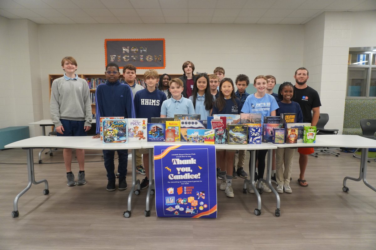 Thank you so much to board game influencer and podcast host Candice Harris (<a href="/candidrum/">Candice M. Harris</a>) for graciously donating 25 of your age-appropriate, lesser-played board games to our Board Game Club! Coach Myers, who runs the club, is a massive fan of the BGG podcast and website.