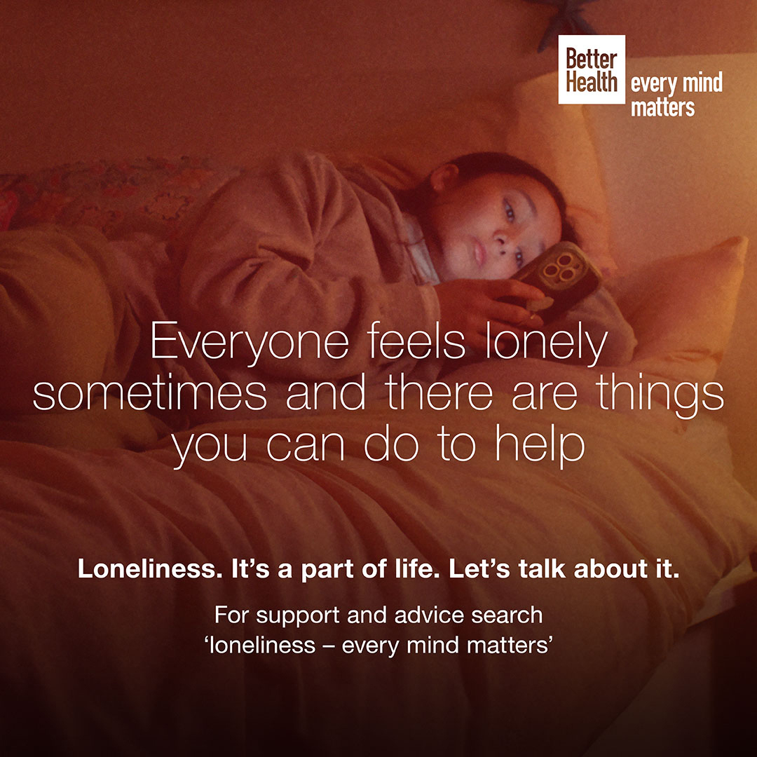 Feeling lonely? Let’s talk about it.

Many of us can feel lonely when we’re scrolling on social media. But there are things you can do to help.

Loneliness. It’s a part of life. Let’s talk about it.

Learn more⬇️
nhs.uk/every-mind-mat…

#EveryMindMatters