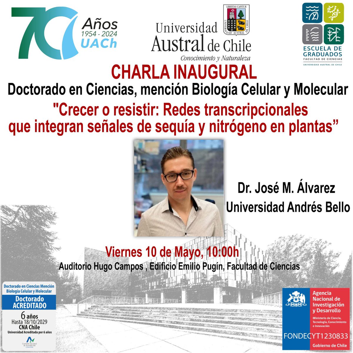 Centro de Biotecnología Vegetal UNAB (@cbvunab) on Twitter photo A esta hora el Dr. José M. Álvarez <a href="/plants_alvarez/">Jose Miguel Alvarez</a> se presenta en la Universidad Austral dando la charla inaugural del doctorado en Ciencias mención biología Celular y Molecular. A esta hora el Dr. José M. Álvarez <a href="/plants_alvarez/">Jose Miguel Alvarez</a> se presenta en la Universidad Austral dando la charla inaugural del doctorado en Ciencias mención biología Celular y Molecular.
