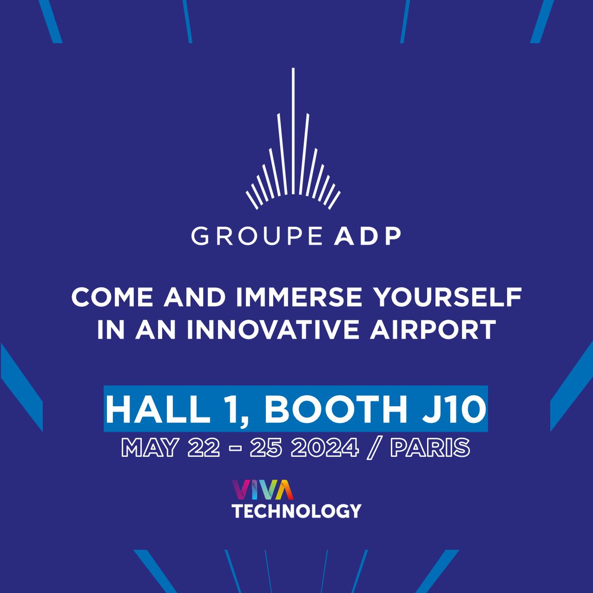 ✈️ Ready for takeoff! At #VivaTech, land in the airport of tomorrow with @GroupeADP and experience the future of travel through an immersive passenger journey, revealing innovative solutions to improve services and ground operations! 🛫