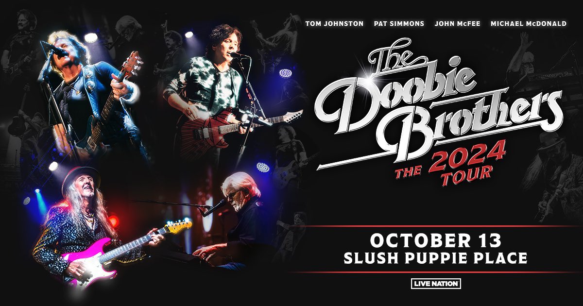 ON SALE NOW 🚨 @TheDoobieBros are hitting the stage at Slush Puppie Place in #Kingston, October 13, 2024! Don't miss out! 🤟 ￼ ￼🎟️ t.ly/3-ju2