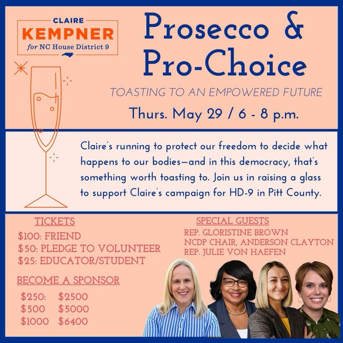 NCGA’s abortion queen promotes ‘Prosecco & Pro-Choice’ fundraiser