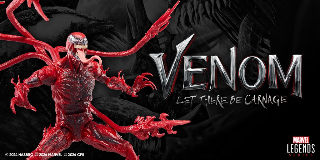 Carnage is coming, #Marvel fans. Inspired by Venom: Let There Be Carnage, Marvel Legends Series Carnage is over 8.5 inches tall & features a unique tendril design, 6 accessories, & collectible packaging. Pre-order available Wednesday, May 15th, at 1:00pm ET on #HasbroPulse!