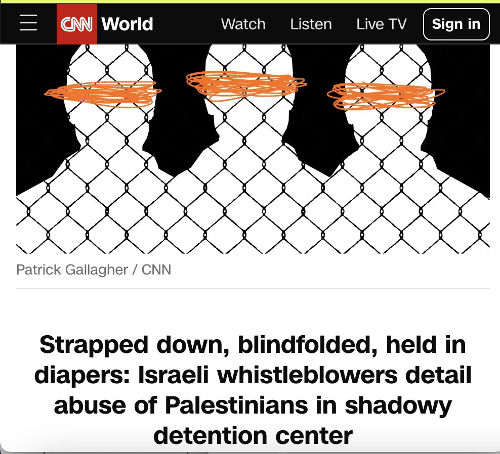 🚨Agghiacciante scoop di CNN che, affidandosi a informatori dell'esercito israeliano, racconta in una lunga inchiesta le prigioni dove l'IDF tiene gli abitanti di Gaza arrestati: - prigionieri spogliati nudi, bendati e ammanettati per così tanto tempo che a volte i loro arti…