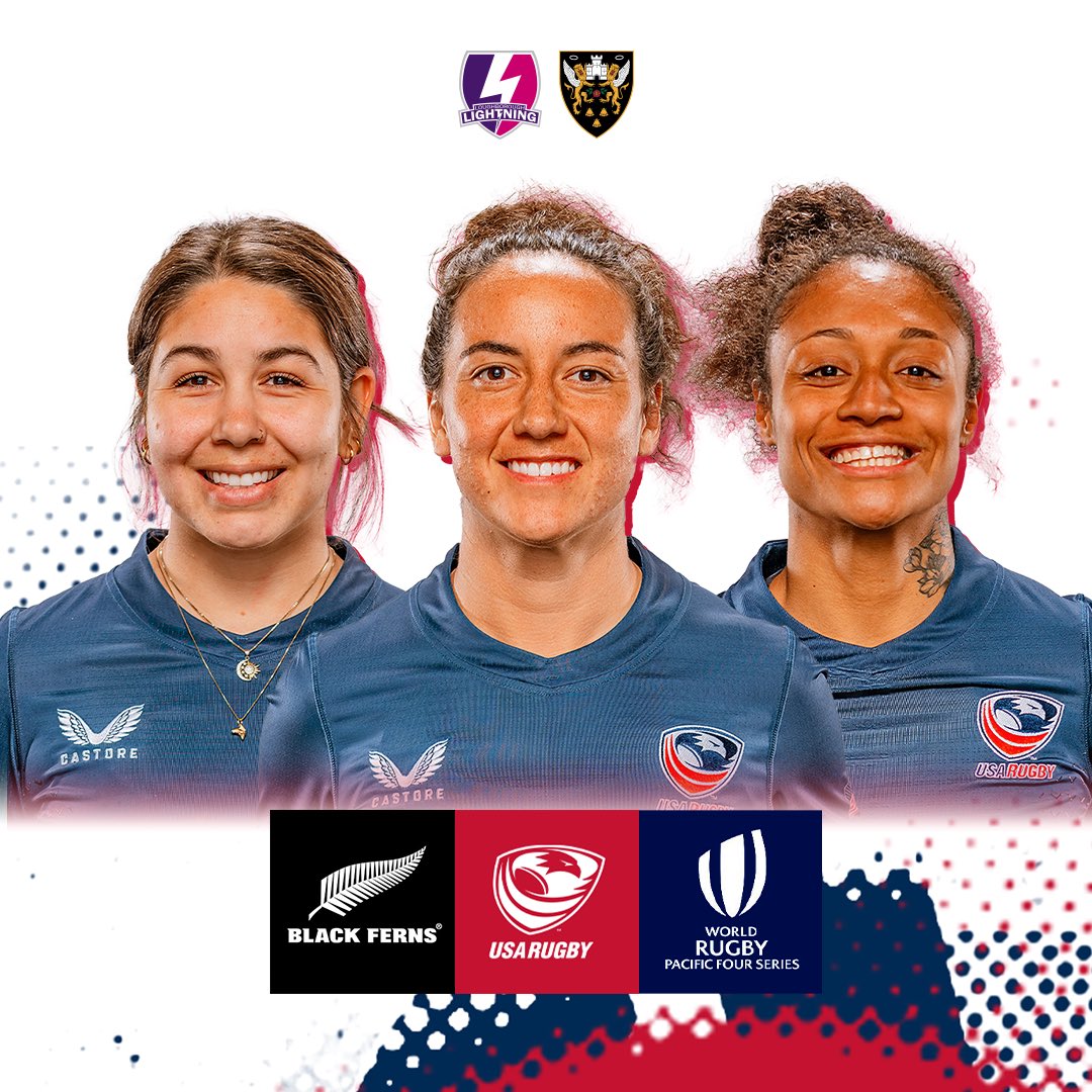 Go Eagles! 🦅 Lightning trio Kathryn Treder, Hallie Taufoou and Bulou Mataitoga have been selected to start for @USAWomenEagles against @BlackFerns in Hamilton, NZ. 🕰️ Saturday 11 May (3.05am UK) 📺 world.rugby 🏆 Pacific Four Series #lightningstrikeS⚡️🇺🇸