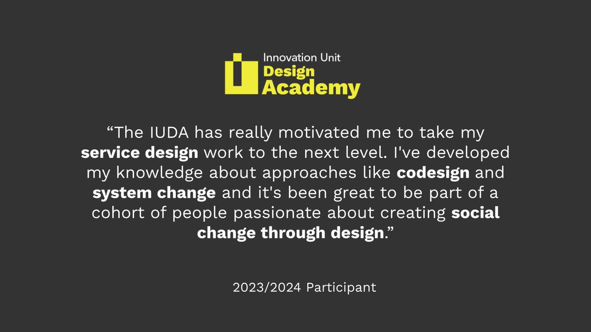 “It's been great to be part of a cohort of people passionate about creating social change through design.” - @Jess_Neely, Service designer at Social Care Wales 🚀 Is this the year you join #IUDA and get @SDNetwork accredited? May discount now live: iuda.org.uk 👀