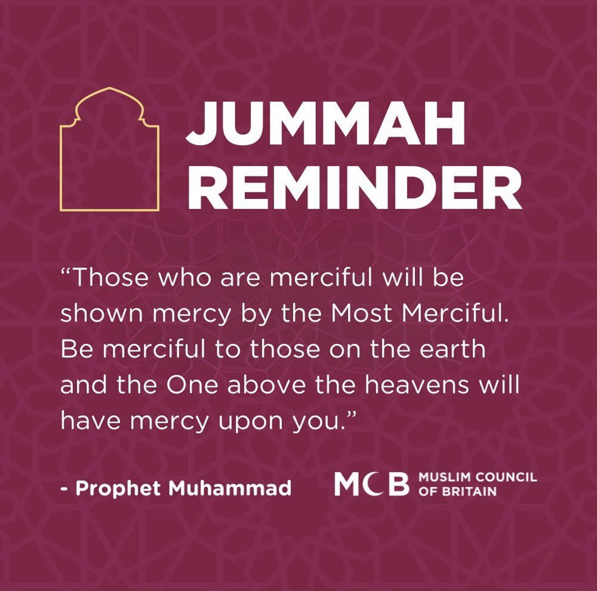 🕌 Jummah Reminder 'Those who are merciful will be shown mercy by the Most Merciful. Be merciful to those on the earth and the One above the heavens will have mercy upon you.' - Prophet Muhammad Let's spread kindness and have mercy on others on this blessed Friday! 🌟