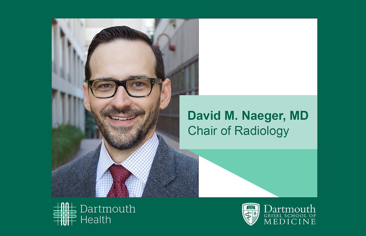 Following a national search, David M. Naeger, MD, FACR, FAAR, (@DavidNaegerMD) has been named the next Chair of the Department of Radiology at Dartmouth Health and @GeiselMed. Welcome! Read more: dartmouth-hitchcock.org/stories/articl…