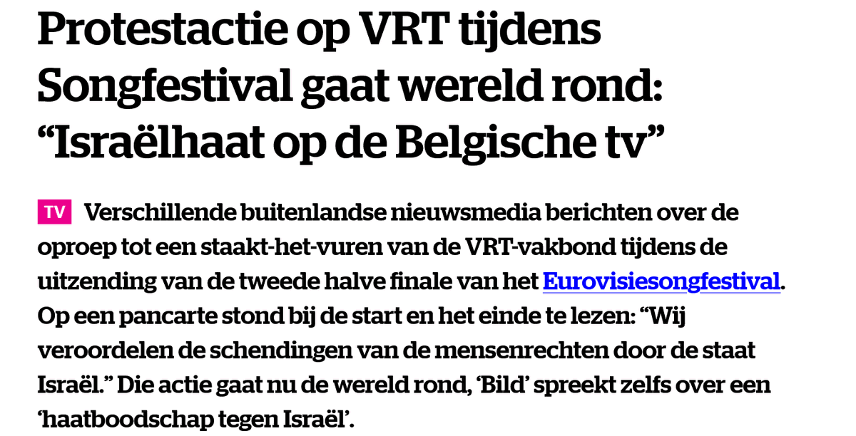 Goeie promo en reclame voor België en de VRT! Ze mogen er trots op zijn #fail