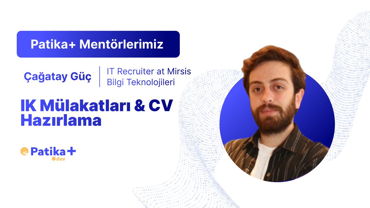 Patika+ Mentörlerimizle Tanışın! Karşınızda Çağatay Güç 🔥 @cagataygucc, 3+ yıllık sektör deneyimine sahip bir profesyonel olarak, Mirsis Bilgi Teknolojileri’nde Talent Acquisition Specialist pozisyonunda çalışıyor. Patika+ öğrencilerine kariyerlerine başarı ile ulaşabilmeleri…