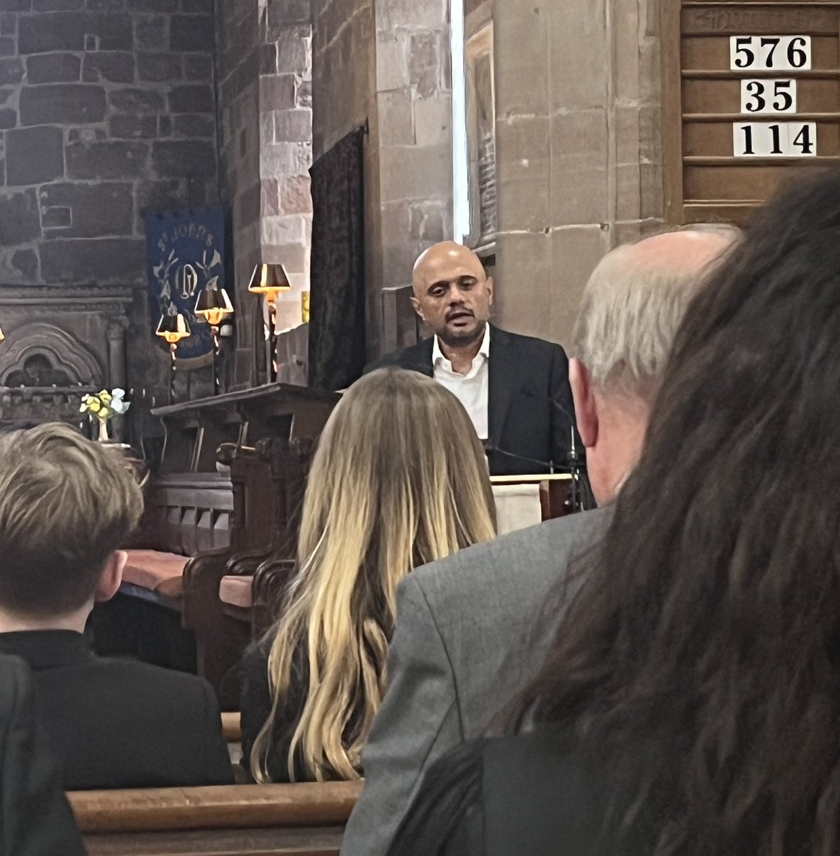 Excellent lunch with @FriendsStJohns in #Bromsgrove listening to @sajidjavid talking about his experience of life at Westminster and his partiality for crisps….. and getting duly excited about the upcoming works on the spire, being expertly delivered by @OA_Architecture