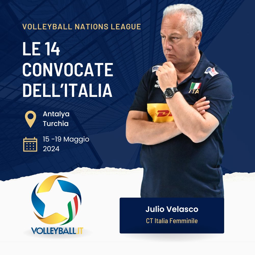 Volleyball_it's tweet photo. VNL F.: Le 14 azzurre di Velasco per la trasferta di Antalya
#VolleyballIT #VNL #JulioVelasco #LaNazionale #Italia #Antalya #Convocate
https://t.co/BxMufzfoWG https://t.co/mIlceCZkeB